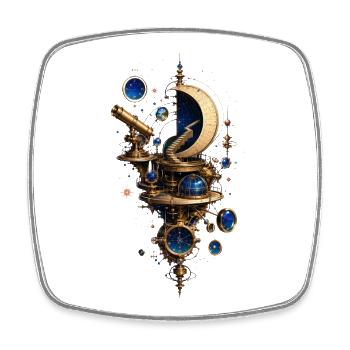Cosmos mechanische Steampunk-Uhrmacherei - Viereckiger Kühlschrankmagnet - Weiß - Vorne