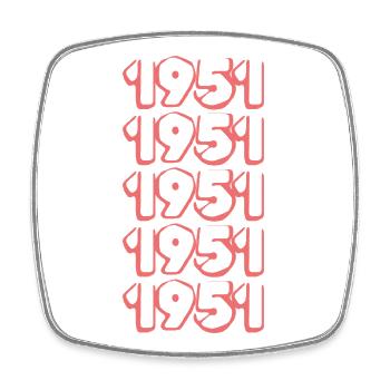 Jahrgang 1951 - Viereckiger Kühlschrankmagnet - Weiß - Vorne