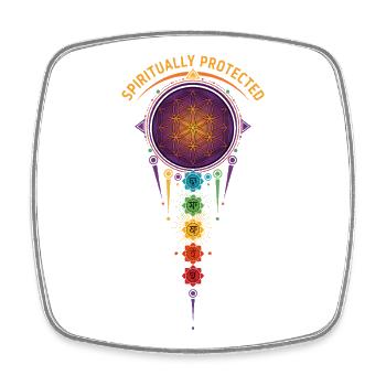 Spirituality Sacred Geometry Spiritually Protected - Square fridge magnet - white - Front