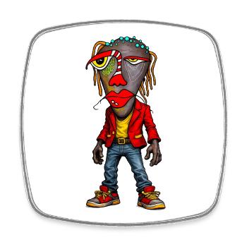 Vibrant Street Portrait Figure - Square fridge magnet - white - Front