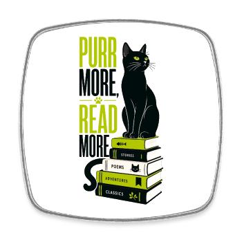Katzen Bücher Lesen Geschenk für Leseratten - Viereckiger Kühlschrankmagnet - Weiß - Vorne