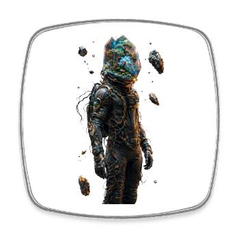 Indoor Forest Space Helmet - Square fridge magnet - white - Front
