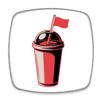 Red Flag Becher - Viereckiger Kühlschrankmagnet - Weiß - Vorne