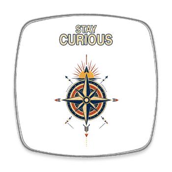 Stay Curious Compass - Square fridge magnet - white - Front