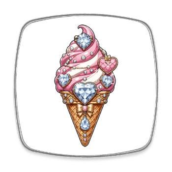 Diamantglitzer Eiscreme - Viereckiger Kühlschrankmagnet - Weiß - Vorne