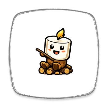 Kuscheliges Marshmallow am Lagerfeuer - Viereckiger Kühlschrankmagnet - Weiß - Vorne