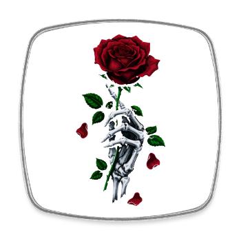 Rote Rose Skelett Hand Gotische Rose - Viereckiger Kühlschrankmagnet - Weiß - Vorne