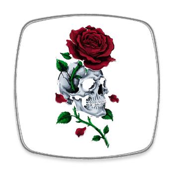Crâne Tête De Mort Rose Rouge Gothique - Magnet carré - blanc - Devant