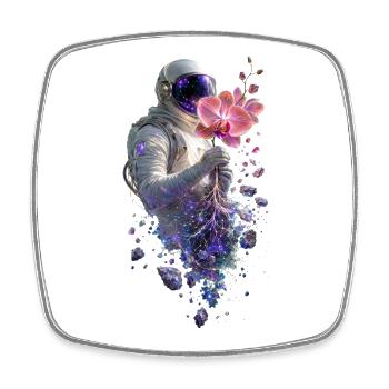 Kosmische Astronautin und Orchidee - Viereckiger Kühlschrankmagnet - Weiß - Vorne