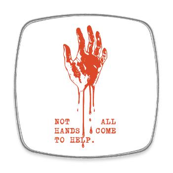 Rote Tropfende Hand Protest - Viereckiger Kühlschrankmagnet - Weiß - Vorne