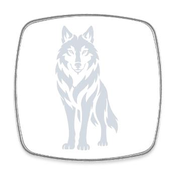 Wolfs Silhouette Kontrastdesign - Viereckiger Kühlschrankmagnet - Weiß - Vorne