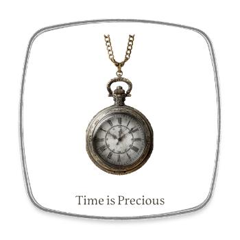 Antique bronze pocket clock - Square fridge magnet - white - Front