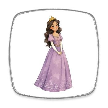 Purple princess with crown - Square fridge magnet - white - Front