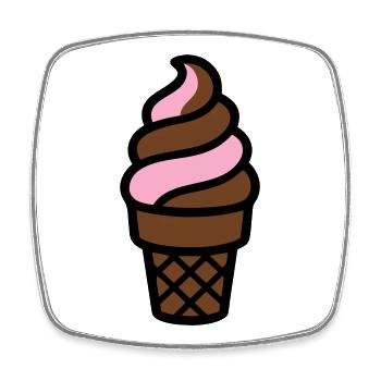 Logo du cornet de glace souple - Magnet carré - blanc - Devant