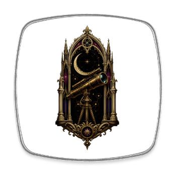 Gothic Telescope Cathedral Astronomy Art - Square fridge magnet - white - Front