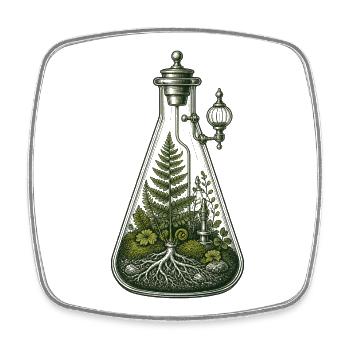 Botanical Beaker Terrarium Science Illustration - Square fridge magnet - white - Front