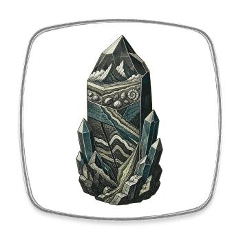 Geological Time Crystal Strata and Fossils - Square fridge magnet - white - Front