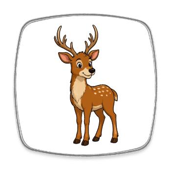 Cute Deer with Antlers Cartoon - Square fridge magnet - white - Front