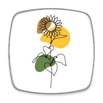 Sunflower Line Art Design - Square fridge magnet - white - Front