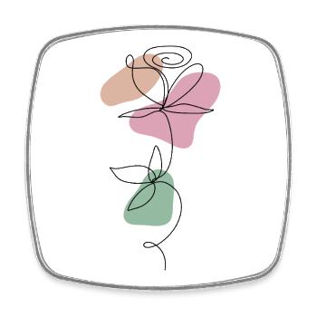 Lineart Rose Pastel - Magnet carré - blanc - Devant