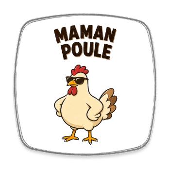 Maman poule  - Magnet carré - blanc - Devant