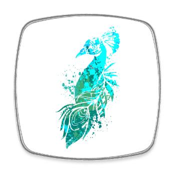 Splash Art Blue Peacock - Magnet carré - blanc - Devant