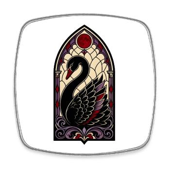 Gothic Stained Glass Black Swan - Square fridge magnet - white - Front