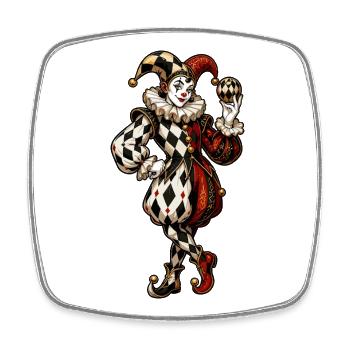 Harlekin-Karikatur im Circusstil - Viereckiger Kühlschrankmagnet - Weiß - Vorne