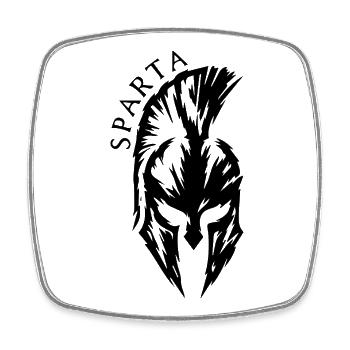 Casque Spartiate de Sparte – Fitness des anciens guerriers - Magnet carré - blanc - Devant