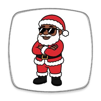 Cooler Weihnachtsmann mit dunkler Brille - Viereckiger Kühlschrankmagnet - Weiß - Vorne