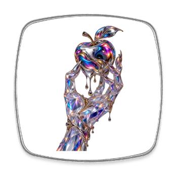 Main de pomme en cristal métallique - Magnet carré - blanc - Devant