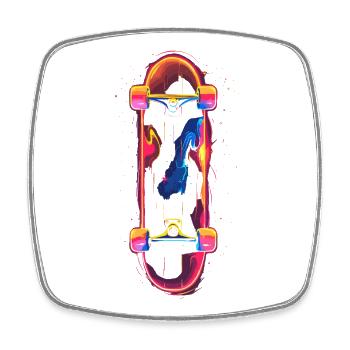 Skateboard 80s Look - Square fridge magnet - white - Front