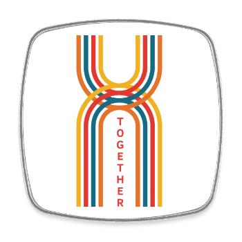 Ensemble - Rétro Rainbow Line - Magnet carré - blanc - Devant