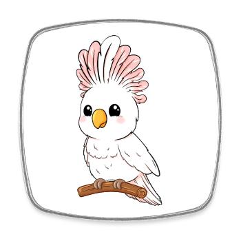 White pink tropical bird on branch - Square fridge magnet - white - Front