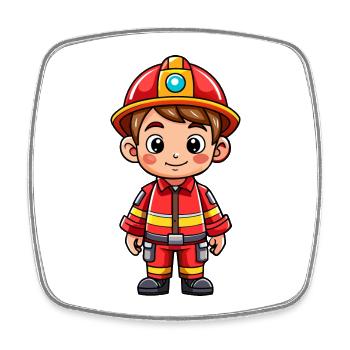 Hero in red the firefighter - Square fridge magnet - white - Front