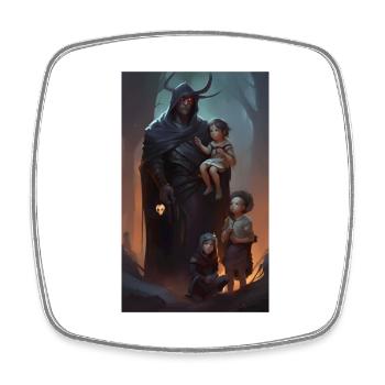 Scène de père de garde de fantaisie médiévale - Magnet carré - blanc - Devant