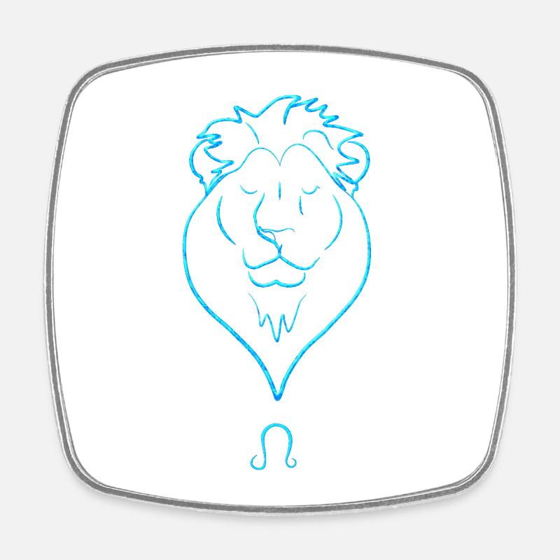 Lion - Magnet carré - blanc