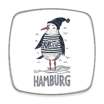 Hamburg Moin Möwe Matrose Kapitän Seemann Hafen - Viereckiger Kühlschrankmagnet - Weiß - Vorne