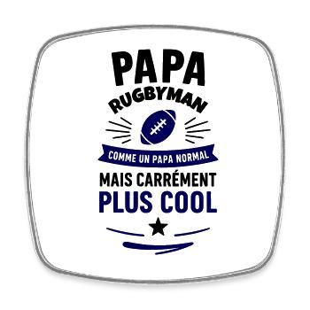 Papa rugbyman – plus cool qu’un papa normal - Magnet carré - blanc - Devant
