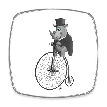 Funny cyclist - Square fridge magnet - white - Front