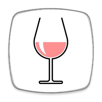 XRoséweinglas Bauchig Offen (Roséwein / Wein / 2C) - Viereckiger Kühlschrankmagnet - Weiß - Vorne
