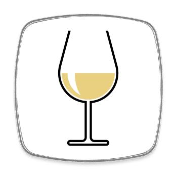 XWeißweinglas Bauchig Offen (Weißwein / Wein / 2C) - Viereckiger Kühlschrankmagnet - Weiß - Vorne