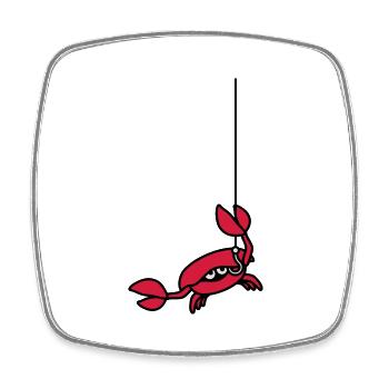 Funny crab cuts fishing line with claw - Square fridge magnet - white - Front