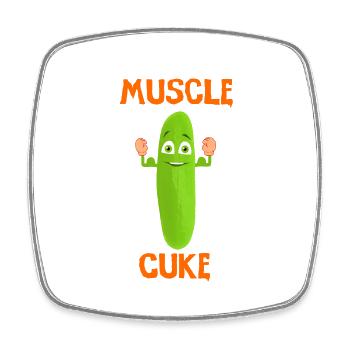 Muscle man cucumber muscle cuke vegan and funny - Square fridge magnet - white - Front