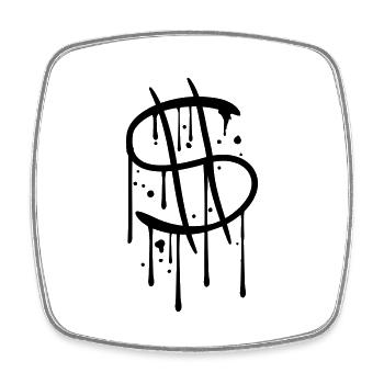 déposer graffiti humide spray dollar symbole signe - Magnet carré - blanc - Devant