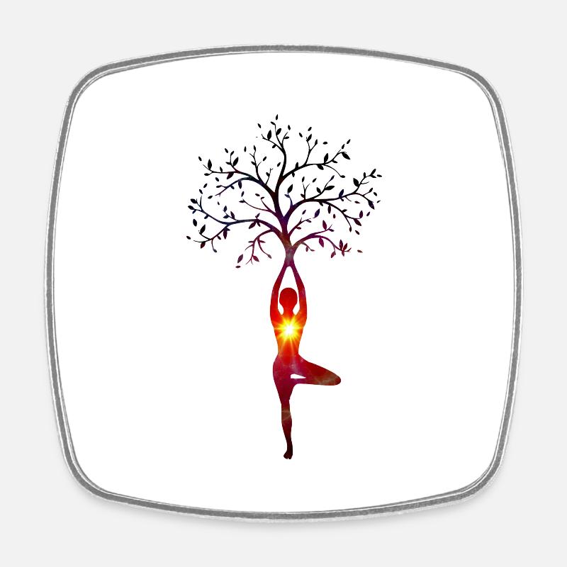 Yoga sun - Square fridge magnet - white