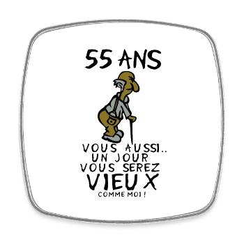 55 ans vieux monsieur anniversaire humour - Magnet carré - blanc - Devant