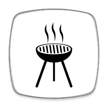 Grill - Magnet carré - blanc - Devant