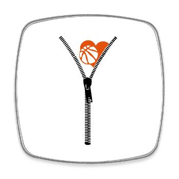 basketball zipper heart zip closure - Square fridge magnet - white - Front