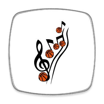 score music basketball note cle ball - Square fridge magnet - white - Front